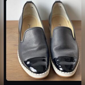 Paul Green 6.5 Posh Black Perforated Cap Toe Espadrille Slip-On Loafers Flats US